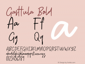 Gasttula Bold Version 1.100 Font Sample