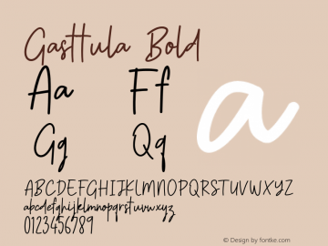 Gasttula-Bold 1.100 Font Sample