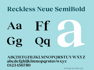 Reckless Neue SemiBold Version 1.004;hotconv 1.0.109;makeotfexe 2.5.65596 Font Sample