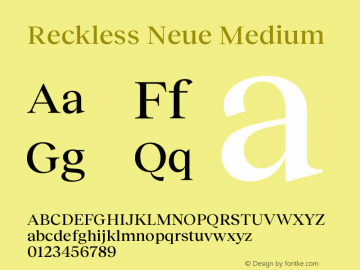 Reckless Neue Medium Version 1.004;hotconv 1.0.109;makeotfexe 2.5.65596 Font Sample