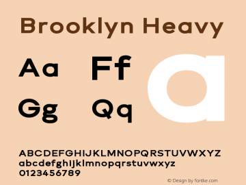 Brooklyn Heavy Version 1.000;PS 001.000;hotconv 1.0.88;makeotf.lib2.5.64775 Font Sample