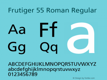 Frutiger 55 Roman Regular Converter: Windows Type 1 Installer V1.0d.￿Font: V1.2 Font Sample
