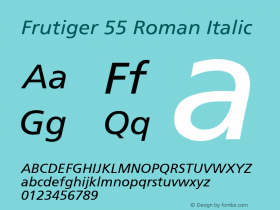 Frutiger 55 Roman Italic Converter: Windows Type 1 Installer V1.0d.￿Font: V1.2图片样张
