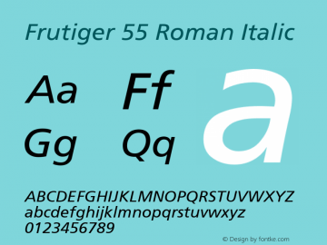Frutiger 55 Roman Italic Converter: Windows Type 1 Installer V1.0d.￿Font: V1.2 Font Sample