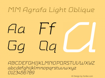 MM Agrafa Light Italic Version 1.500;PS 001.500;hotconv 1.0.88;makeotf.lib2.5.64775 Font Sample