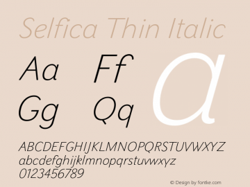 Selfica-ThinItalic  Font Sample