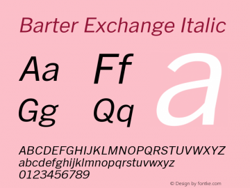 Barter Exchange Italic Version 3.000 Font Sample