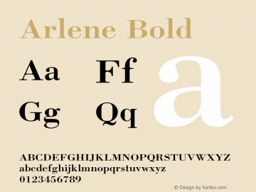 Arlene Bold Version 1.008 Font Sample