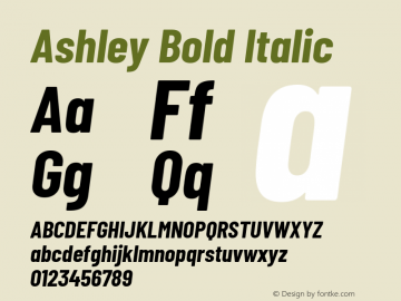 Ashley Bold Italic Version 1.101 November 20, 2017图片样张
