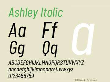 Ashley Italic Version 1.101 November 20, 2017图片样张