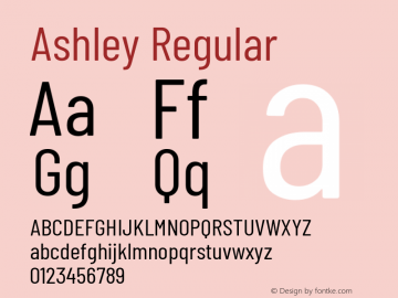 Ashley Version 1.101 November 20, 2017 Font Sample