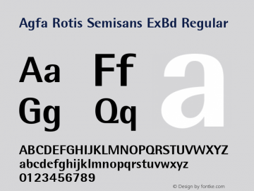 Agfa Rotis Semisans ExBd Regular Version 2.0; 1997; initial release Font Sample