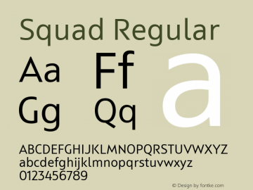 Squad Regular Version 1.000; ttfautohint (v1.8) Font Sample