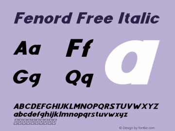 Fenord Free Italic 1.000 Font Sample