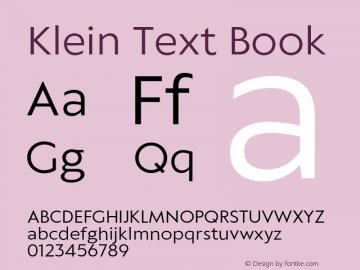Klein Text Book Version 1.102;hotconv 1.0.109;makeotfexe 2.5.65596 Font Sample