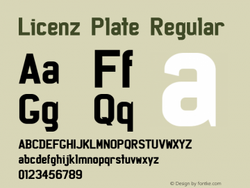 Licenz Plate Regular Macromedia Fontographer 4.1 2001.06.26. Font Sample