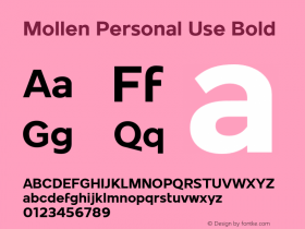 MollenPersonalUse-Bold Version 1.000 Font Sample