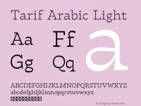 Tarif Arabic Light Version 1.000;hotconv 1.0.109;makeotfexe 2.5.65596 Font Sample