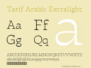 Tarif Arabic Extralight Version 1.000;hotconv 1.0.109;makeotfexe 2.5.65596 Font Sample