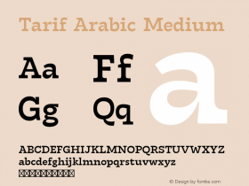 Tarif Arabic Medium Version 1.000;hotconv 1.0.109;makeotfexe 2.5.65596 Font Sample