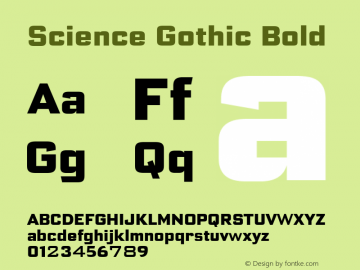 Science Gothic Bold Cnd Version 1.007图片样张