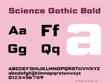 Science Gothic Bold SmCnd Version 1.007图片样张