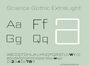 Science Gothic ExtraLight Version 1.007图片样张