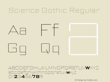 Science Gothic Hairline Version 1.007图片样张