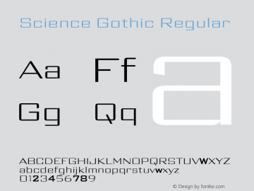 Science Gothic Reg SmExp SmCntr Version 1.007图片样张