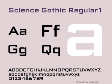 Science Gothic Regular1 Version 1.007图片样张