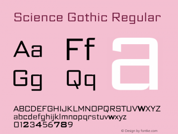 Science Gothic Regular SmCnd Version 1.007图片样张