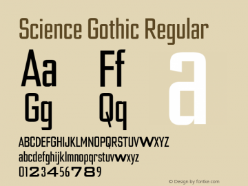 Science Gothic Regular UltCnd Version 1.007图片样张