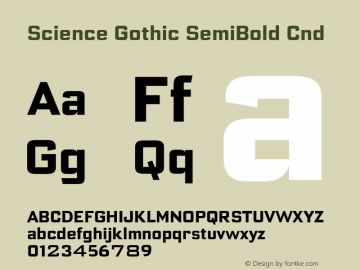 Science Gothic SemiBold Cnd Version 1.007图片样张