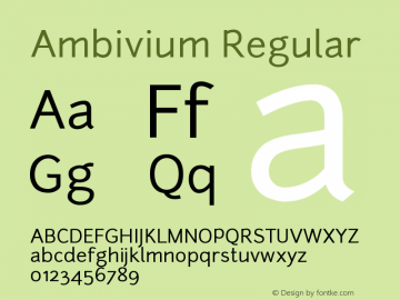 Ambivium-Regular Version 1.056 Font Sample