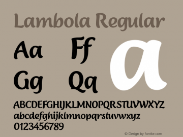 Lambola Version 1.00;September 28, 2019;FontCreator 12.0.0.2535 64-bit图片样张