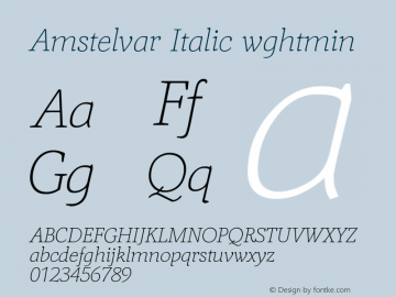 Amstelvar Italic wghtmin Version 0.001 Font Sample
