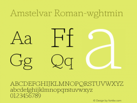 Amstelvar Roman-wghtmin Version 0.001 Font Sample