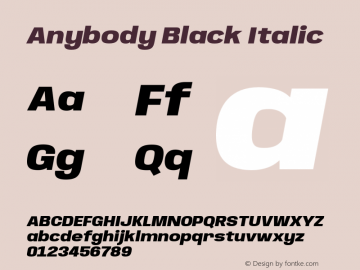 Anybody Black Italic Version 1.000;hotconv 1.0.109;makeotfexe 2.5.65596图片样张