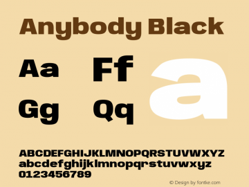 Anybody Black Version 1.000; ttfautohint (v1.8)图片样张