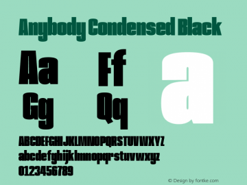 Anybody Condensed Black Version 1.000; ttfautohint (v1.8)图片样张