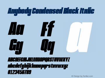 Anybody Condensed Black Italic Version 1.000; ttfautohint (v1.8)图片样张