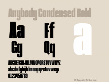 Anybody Condensed Bold Version 1.000; ttfautohint (v1.8)图片样张