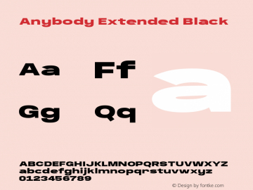 Anybody Extended Black Version 1.000;hotconv 1.0.109;makeotfexe 2.5.65596图片样张