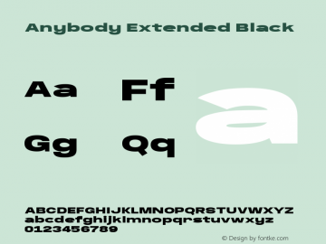 Anybody Extended Black Version 1.000; ttfautohint (v1.8)图片样张