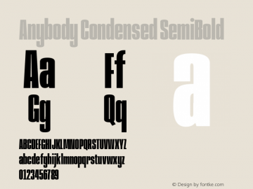 Anybody Condensed SemiBold Version 1.000; ttfautohint (v1.8)图片样张