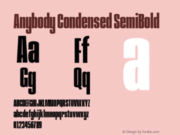 Anybody Condensed SemiBold Version 1.000;hotconv 1.0.109;makeotfexe 2.5.65596图片样张