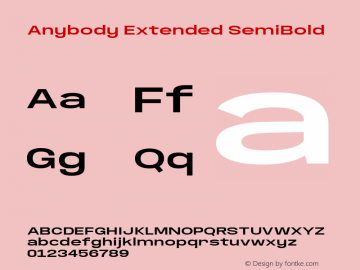 Anybody Extended SemiBold Version 1.000; ttfautohint (v1.8)图片样张
