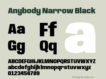 Anybody Narrow Black Version 1.000; ttfautohint (v1.8)图片样张