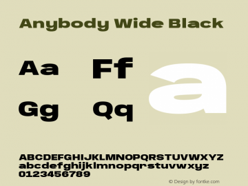 Anybody Wide Black Version 1.000; ttfautohint (v1.8)图片样张