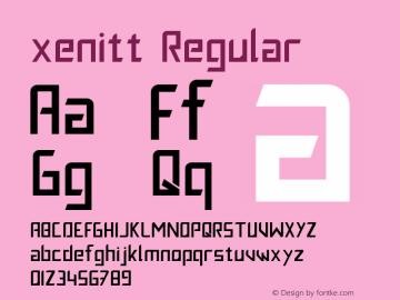 xenitt Regular Version 1.000 Font Sample